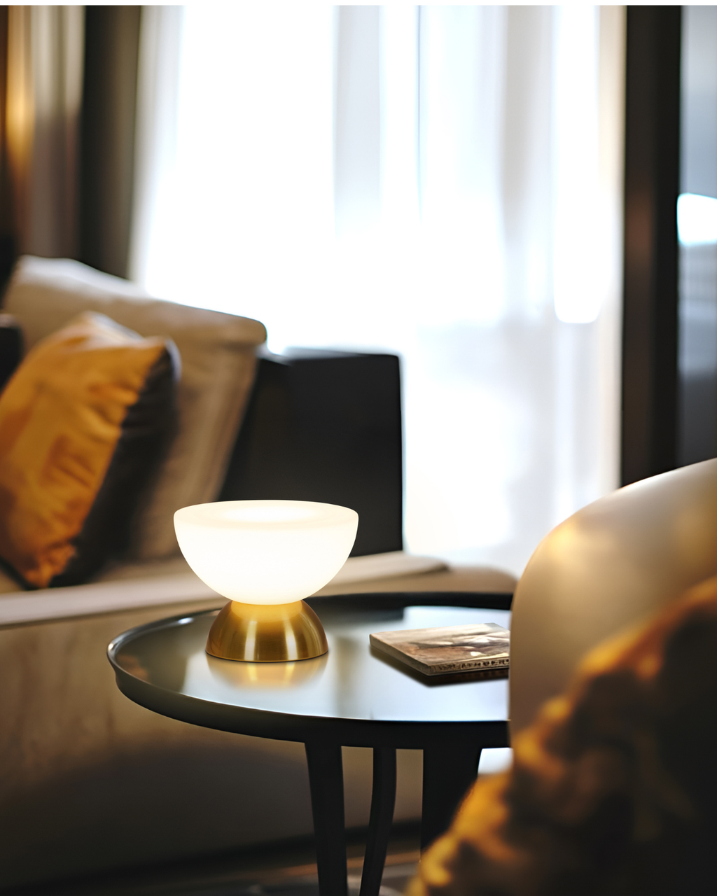 Lamina Table Lamp | Double Dome Brass & Frosted Glass Design