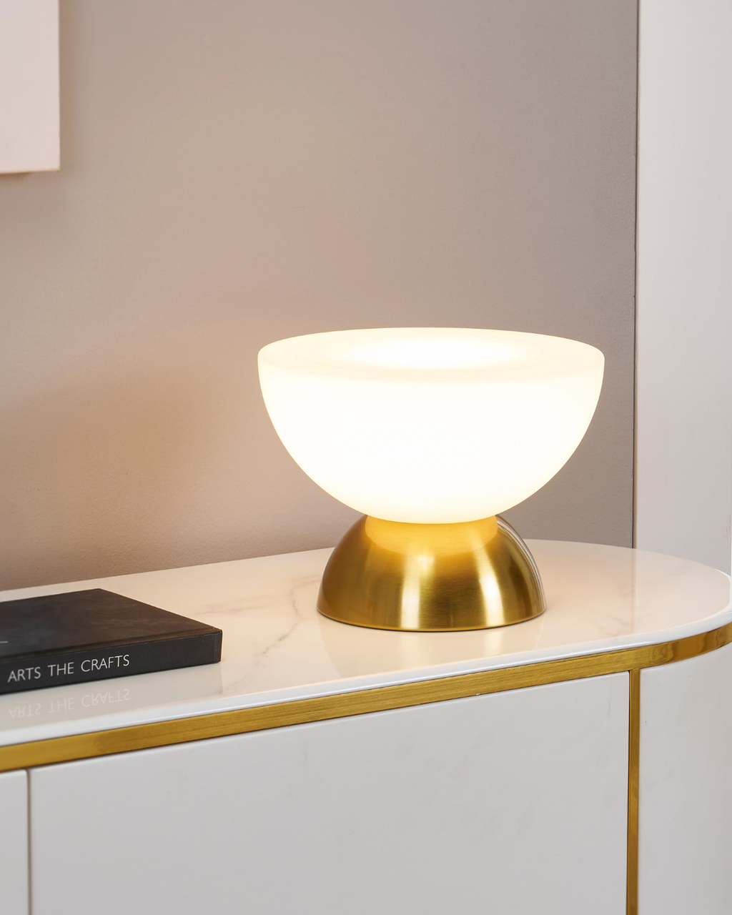 Lamina Table Lamp | Double Dome Brass & Frosted Glass Design