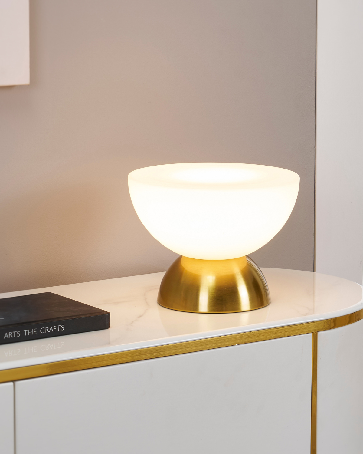 Lamina Table Lamp | Double Dome Brass & Frosted Glass Design