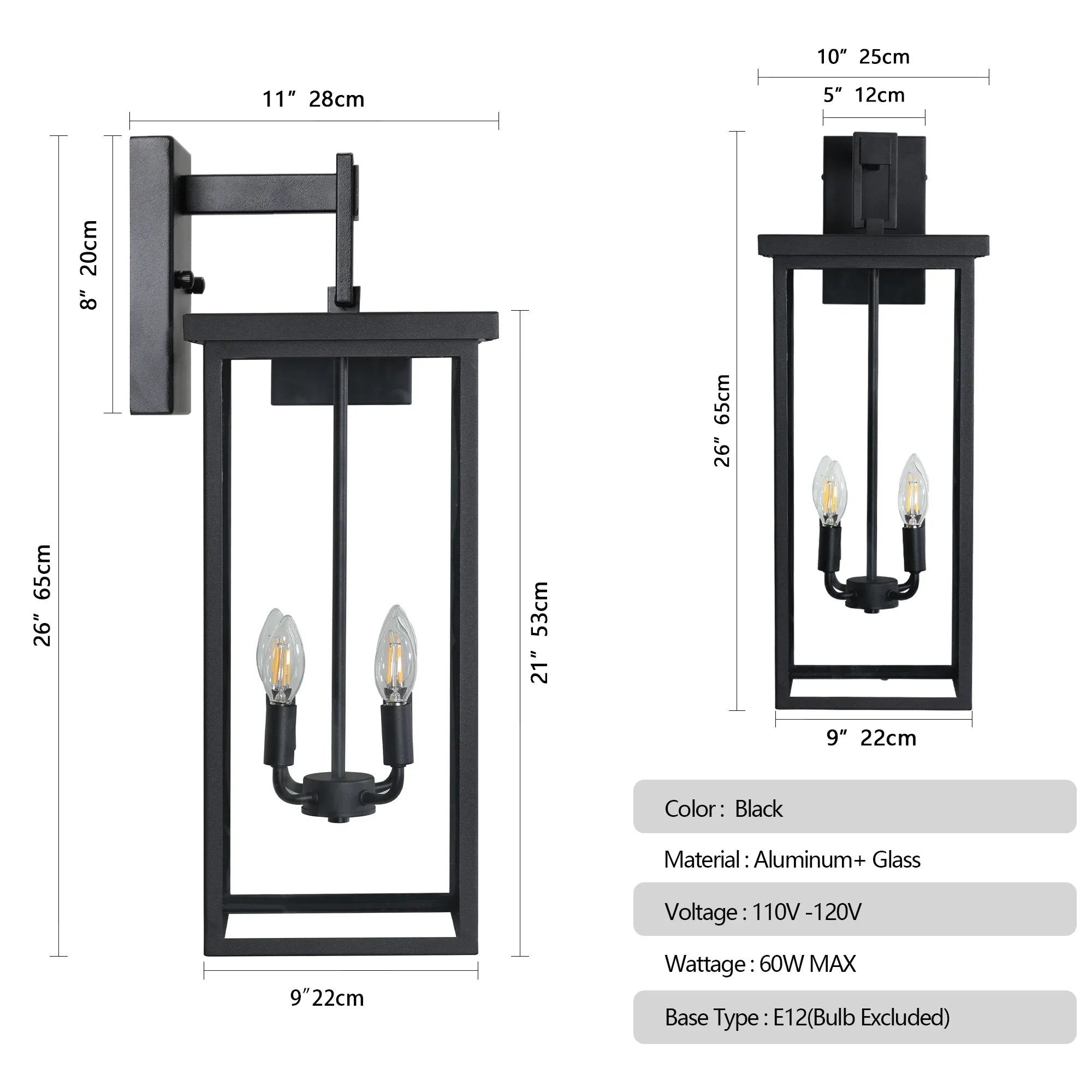 Black Iron Wall Light