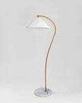 Athena Scandinavian Floor Lamp | Curved Stem Floor Lamp with Linen Shade & Marble Base – Brightech