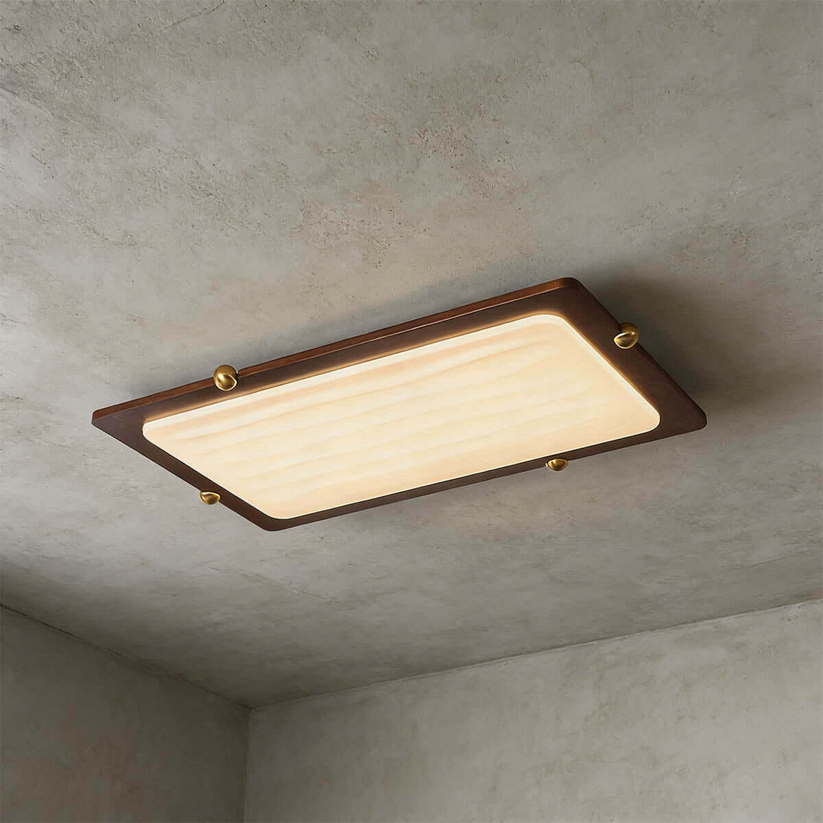 Wevre Rectangle Ceiling Light | Large Acrylic & Wood Flush Mount LED