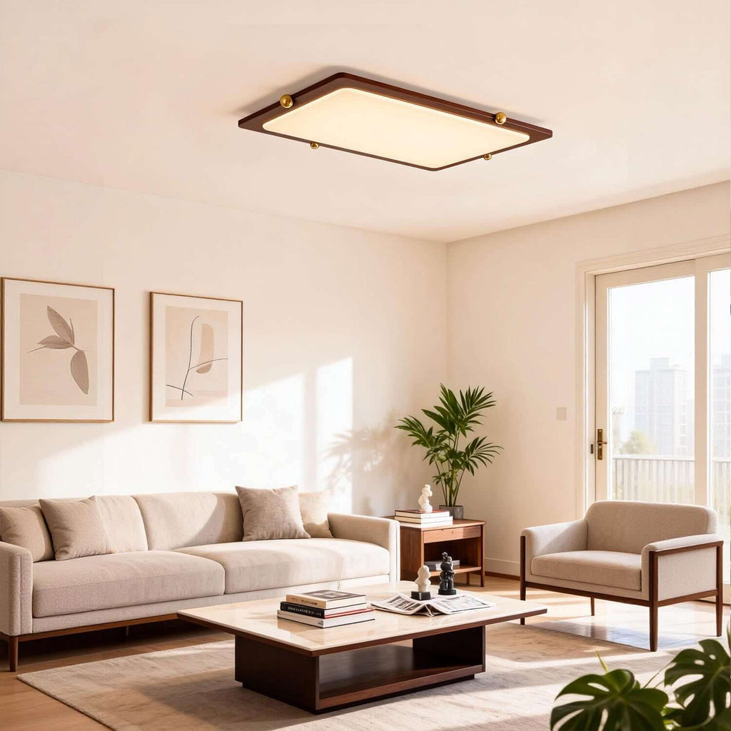 Wevre Rectangle Ceiling Light | Large Acrylic & Wood Flush Mount LED
