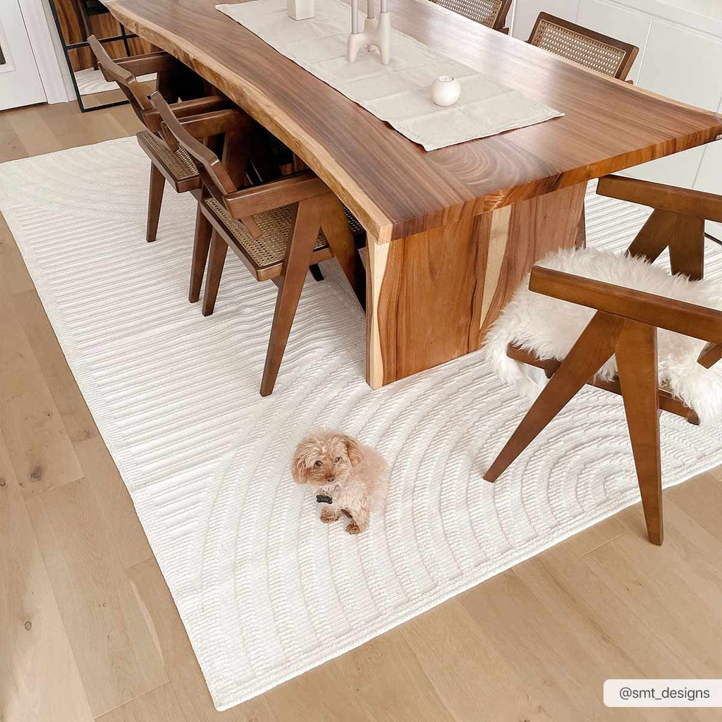 Deron White Washable Area Rug | Machine Washable 3D Textured Rug – Boutique Rugs