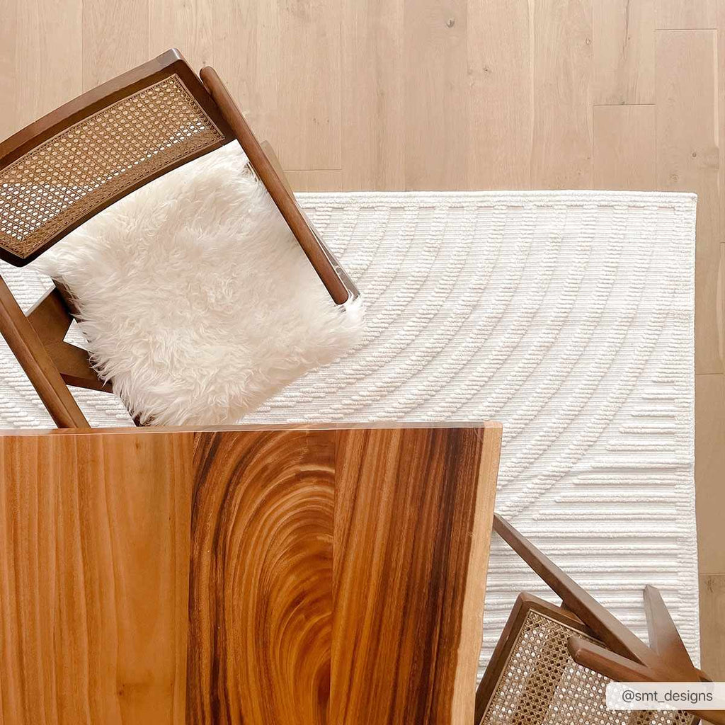 Deron White Washable Area Rug | Machine Washable 3D Textured Rug – Boutique Rugs