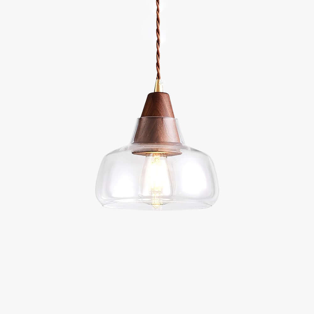 Zevoni Glass & Wood Pendant Light | Single or 3-Light Cluster Lamp