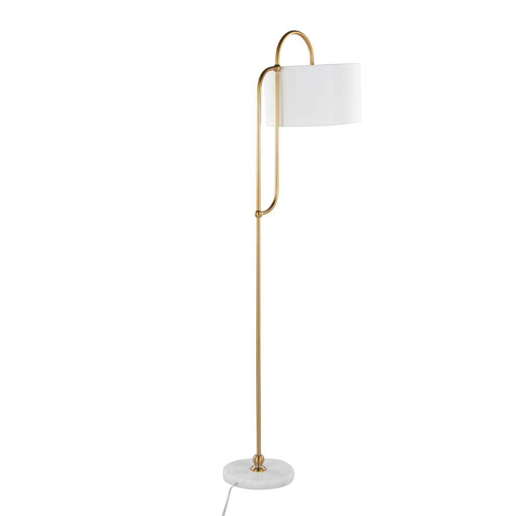 Leslie Art Deco Floor Lamp | Curved Metal Glam Floor Lamp