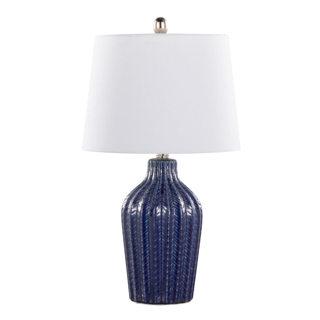 Rockwell Chevron Ceramic Table Lamp Set | Glossy Patterned Table Lamp Set of 2