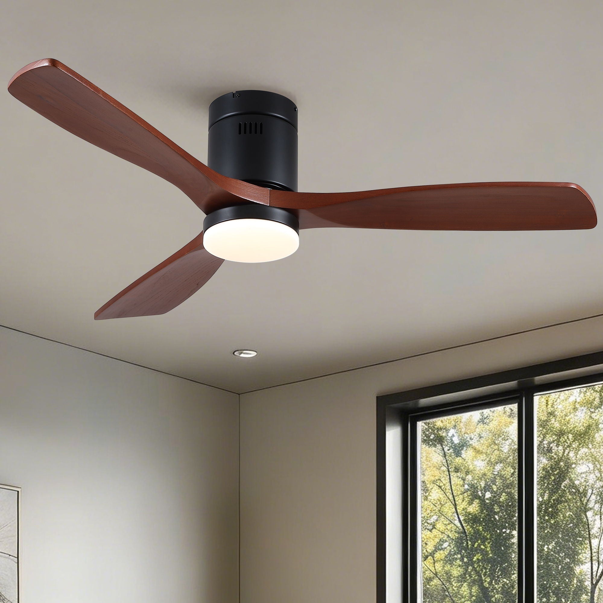 Low Profile LED Ceiling Fan | Flush Mount Ceiling Fan with Integrated Light