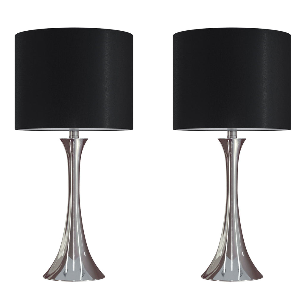 Lenuxe Modern Table Lamp Set | Round Base Hourglass Table Lamp Set of 2