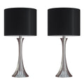 Lenuxe Modern Table Lamp Set | Round Base Hourglass Table Lamp Set of 2