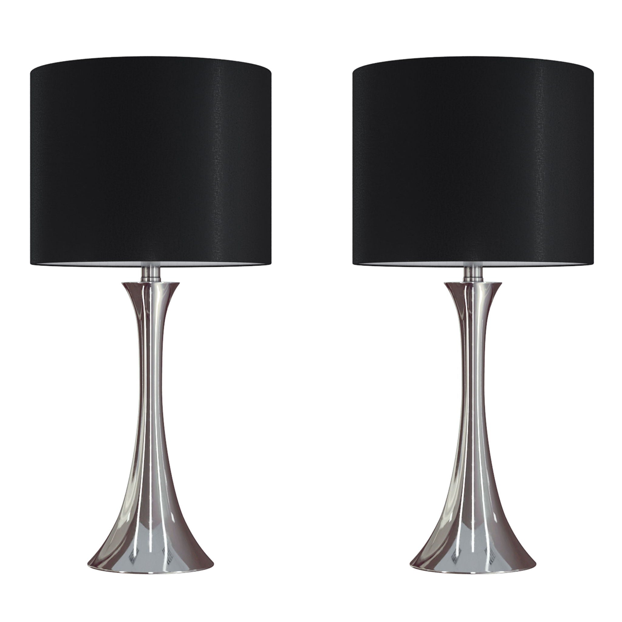 Lenuxe Modern Table Lamp Set | Round Base Hourglass Table Lamp Set of 2