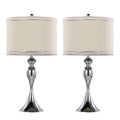 Ashland Trimmed Table Lamp Set | Hourglass with Chrome Trim Table Lamp Set of 2