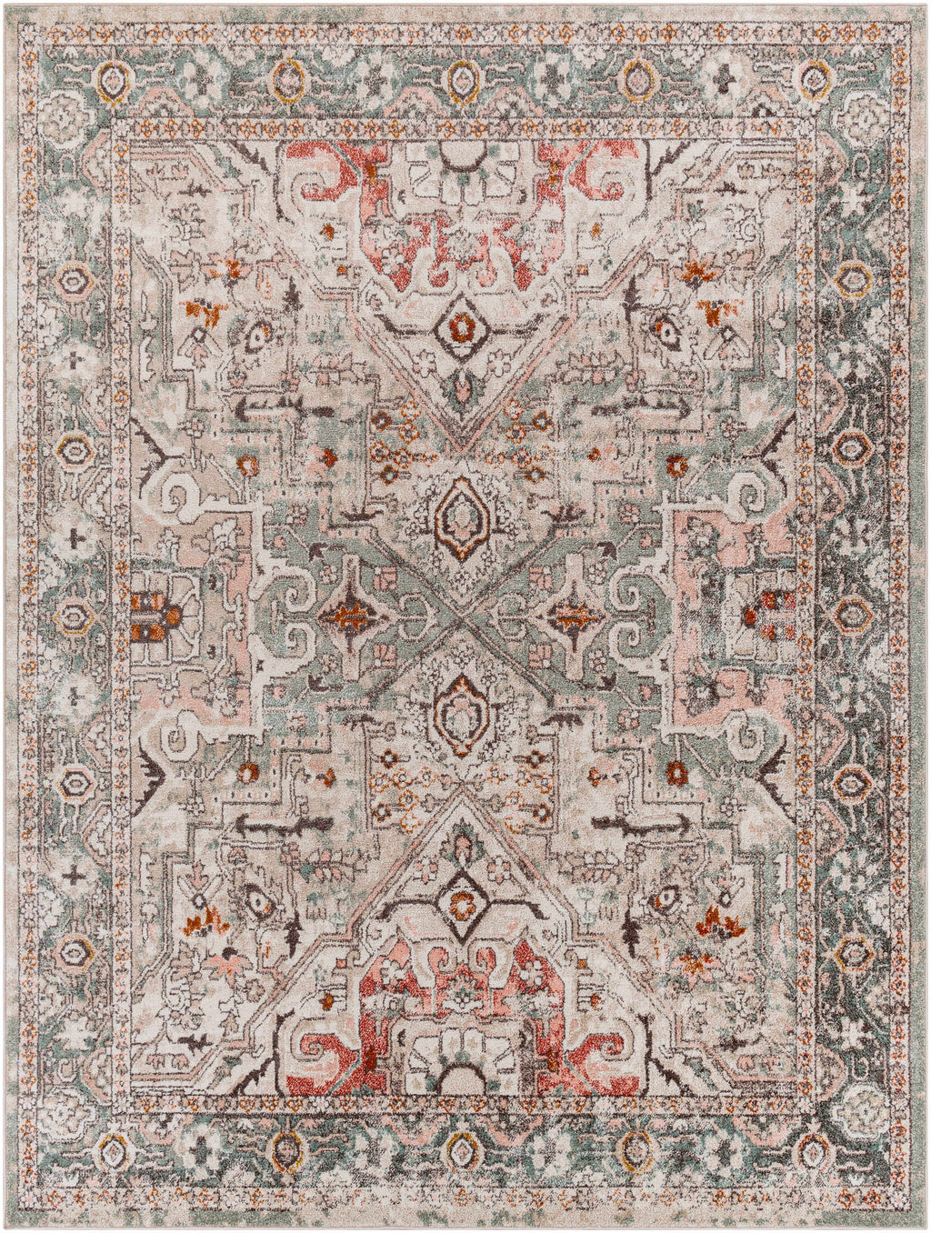 Bolinas Distressed Area Rug | Pink, Red & Blue Tones