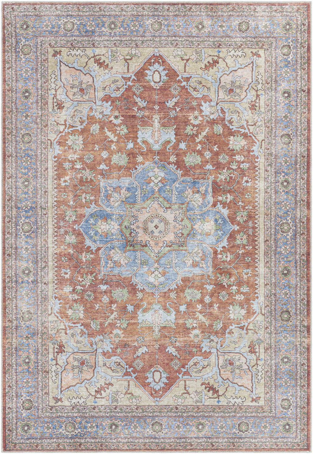Bagamanoc Brown Medallion Washable Area Rug | Persian & Turkish-Inspired Design – Hauteloom