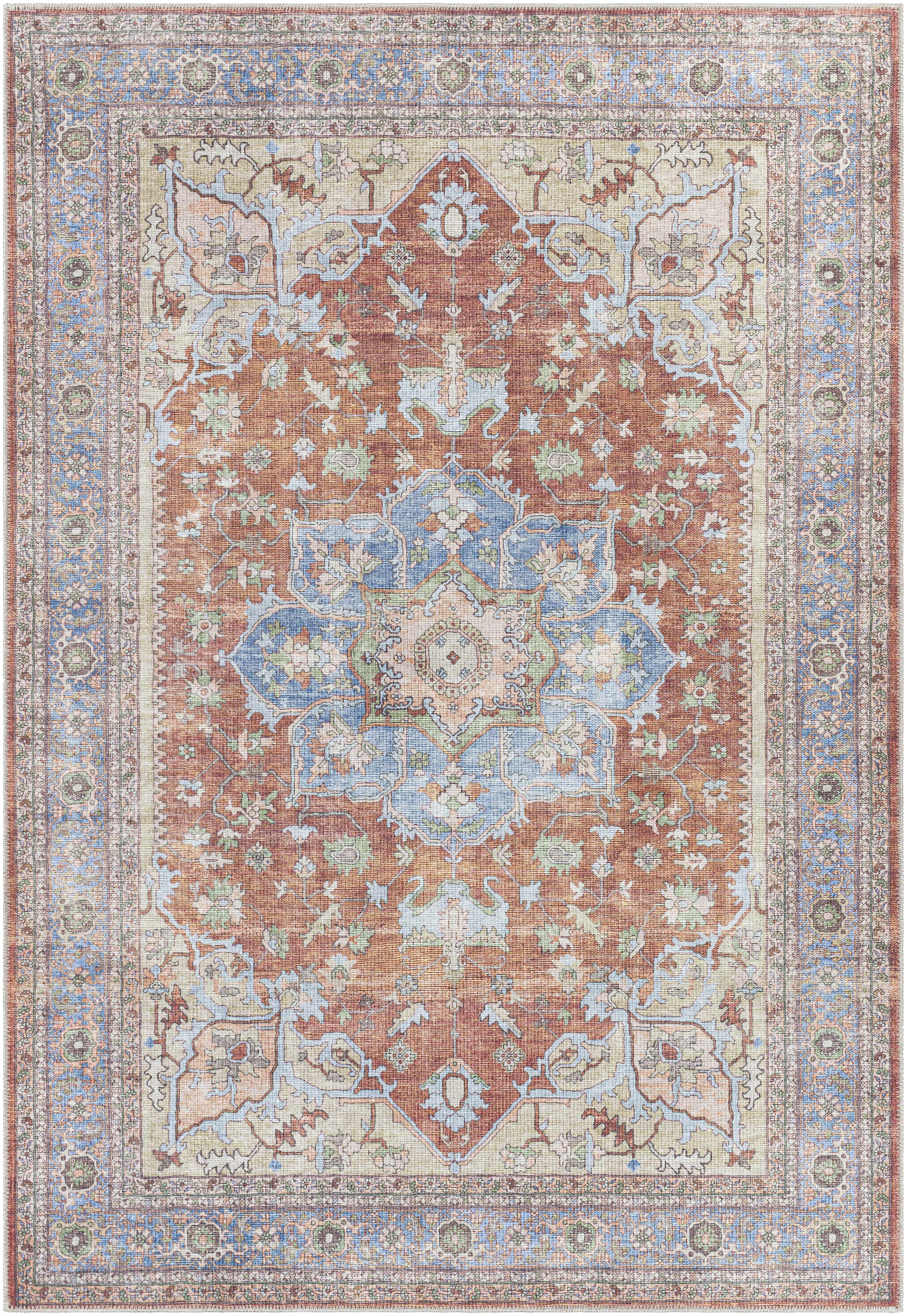 Bagamanoc Brown Medallion Washable Area Rug | Persian & Turkish-Inspired Design – Hauteloom