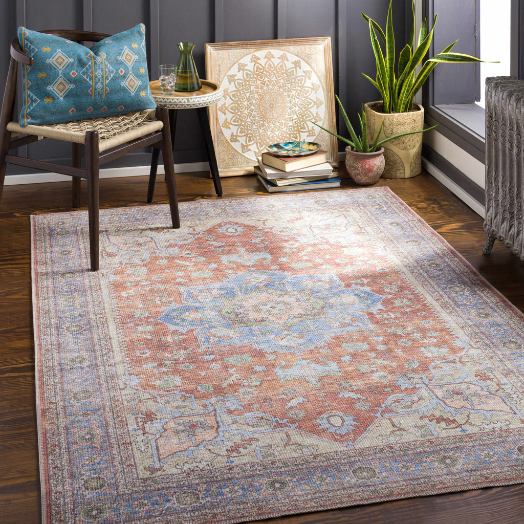 Bagamanoc Brown Medallion Washable Area Rug | Persian & Turkish-Inspired Design – Hauteloom