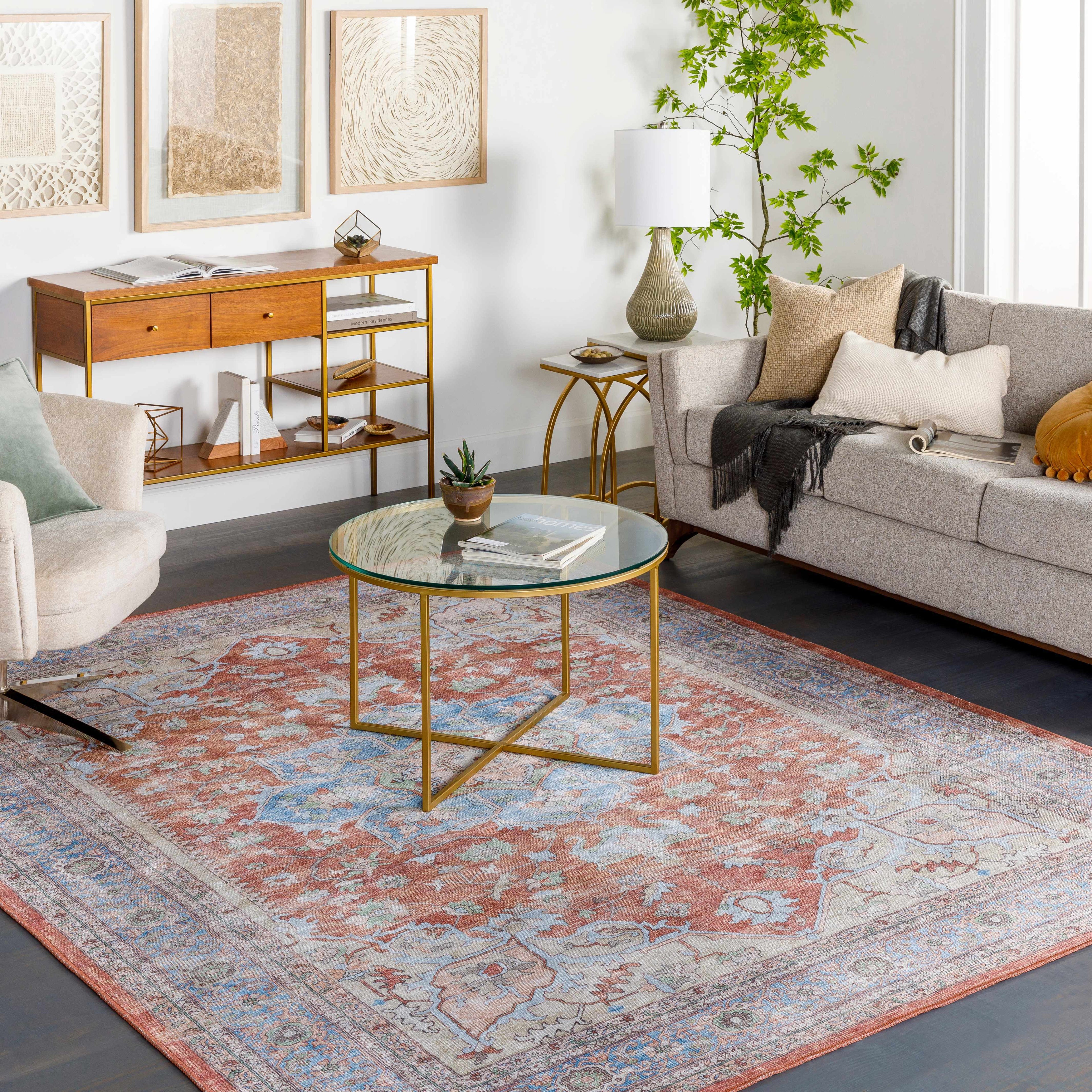 Bagamanoc Brown Medallion Washable Area Rug | Persian & Turkish-Inspired Design – Hauteloom