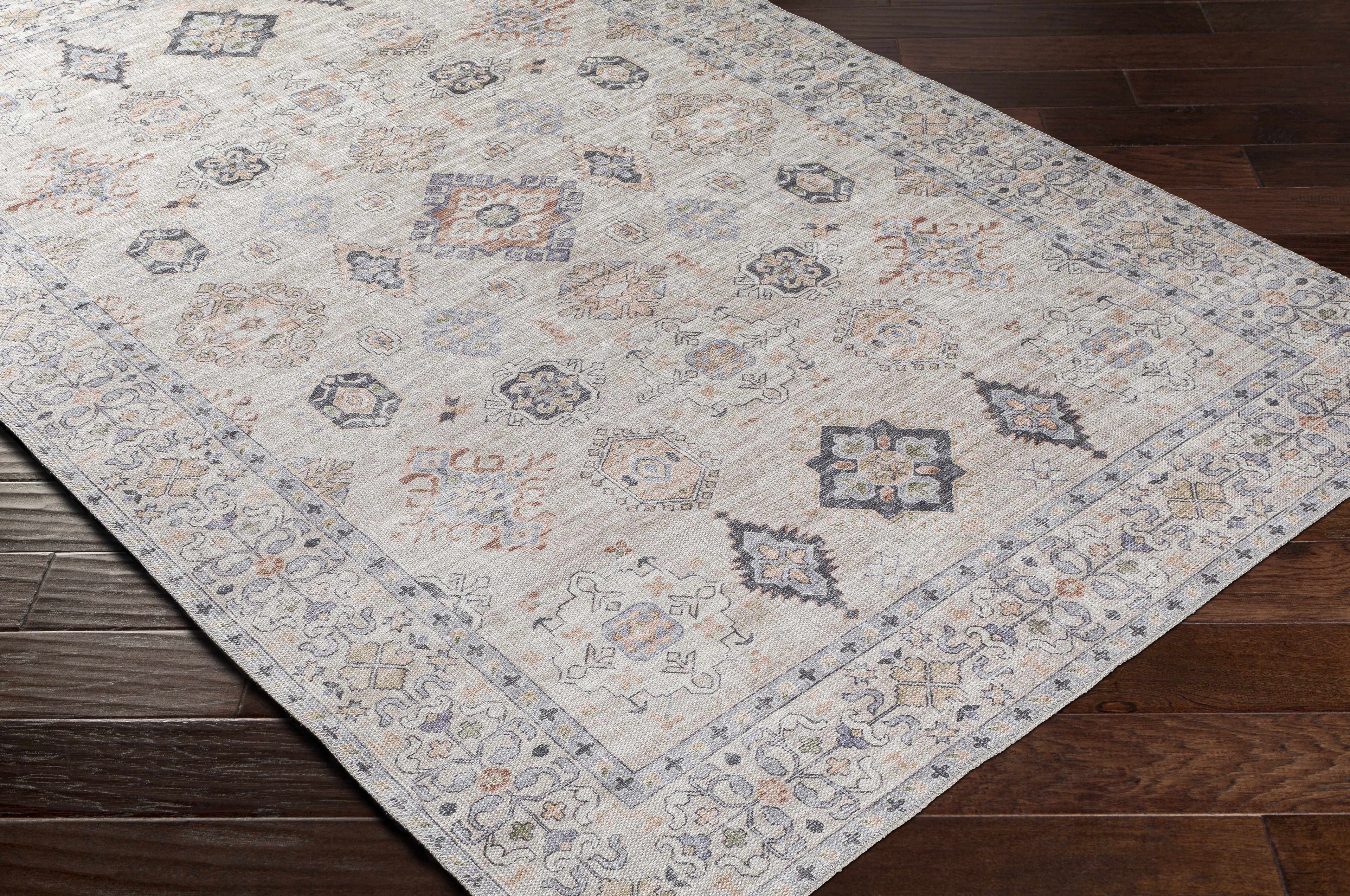 Beckett Beige Vintage Washable Area Rug | Aztec-Inspired Design