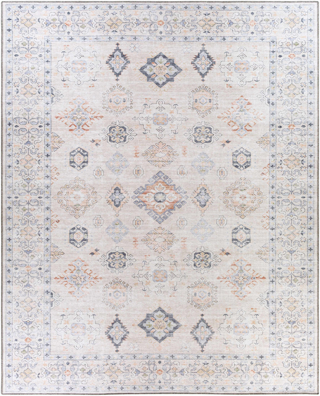 Beckett Beige Vintage Washable Area Rug | Aztec-Inspired Design
