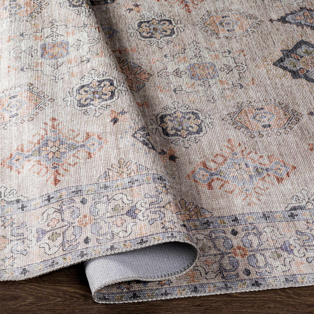 Beckett Beige Vintage Washable Area Rug | Aztec-Inspired Design