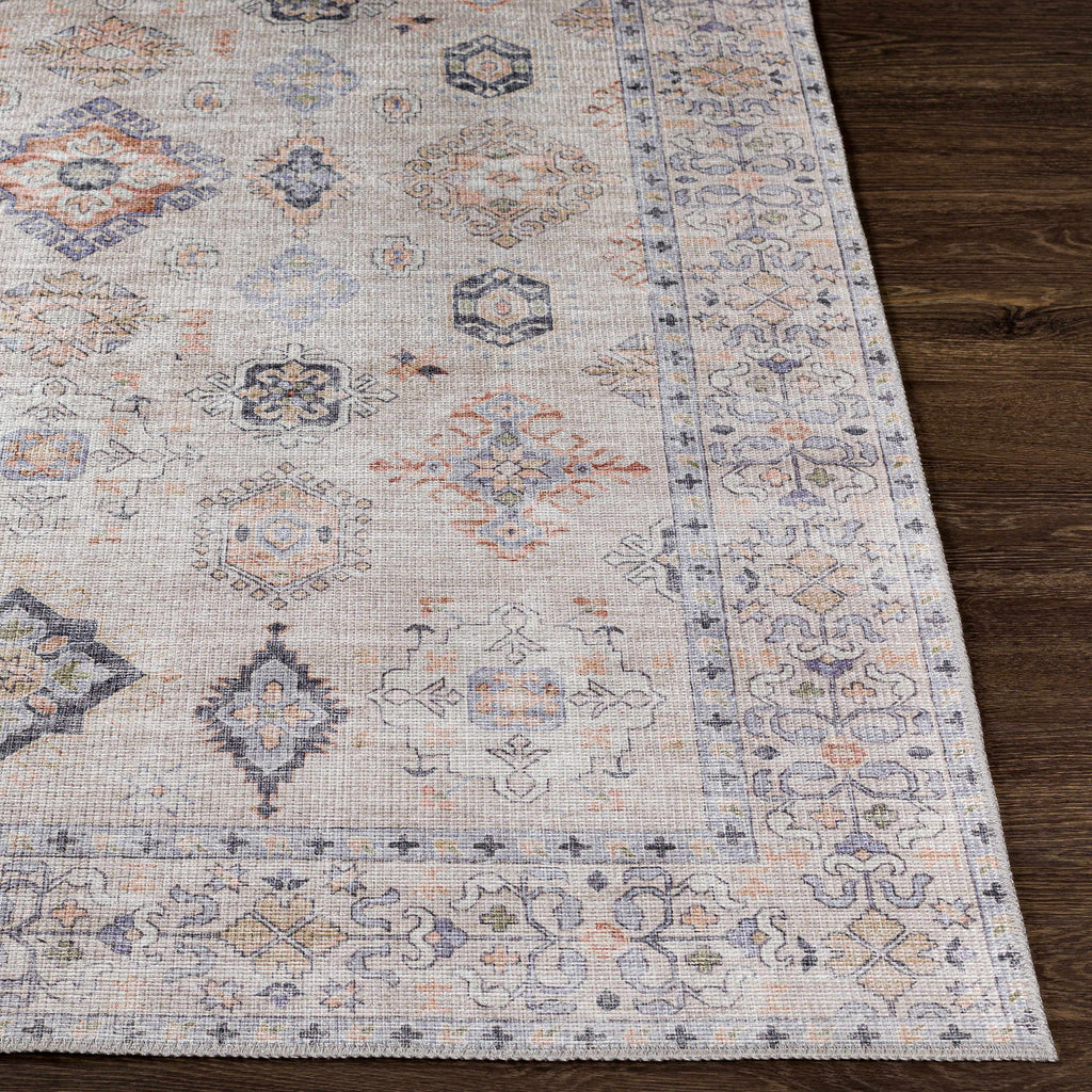 Beckett Beige Vintage Washable Area Rug | Aztec-Inspired Design