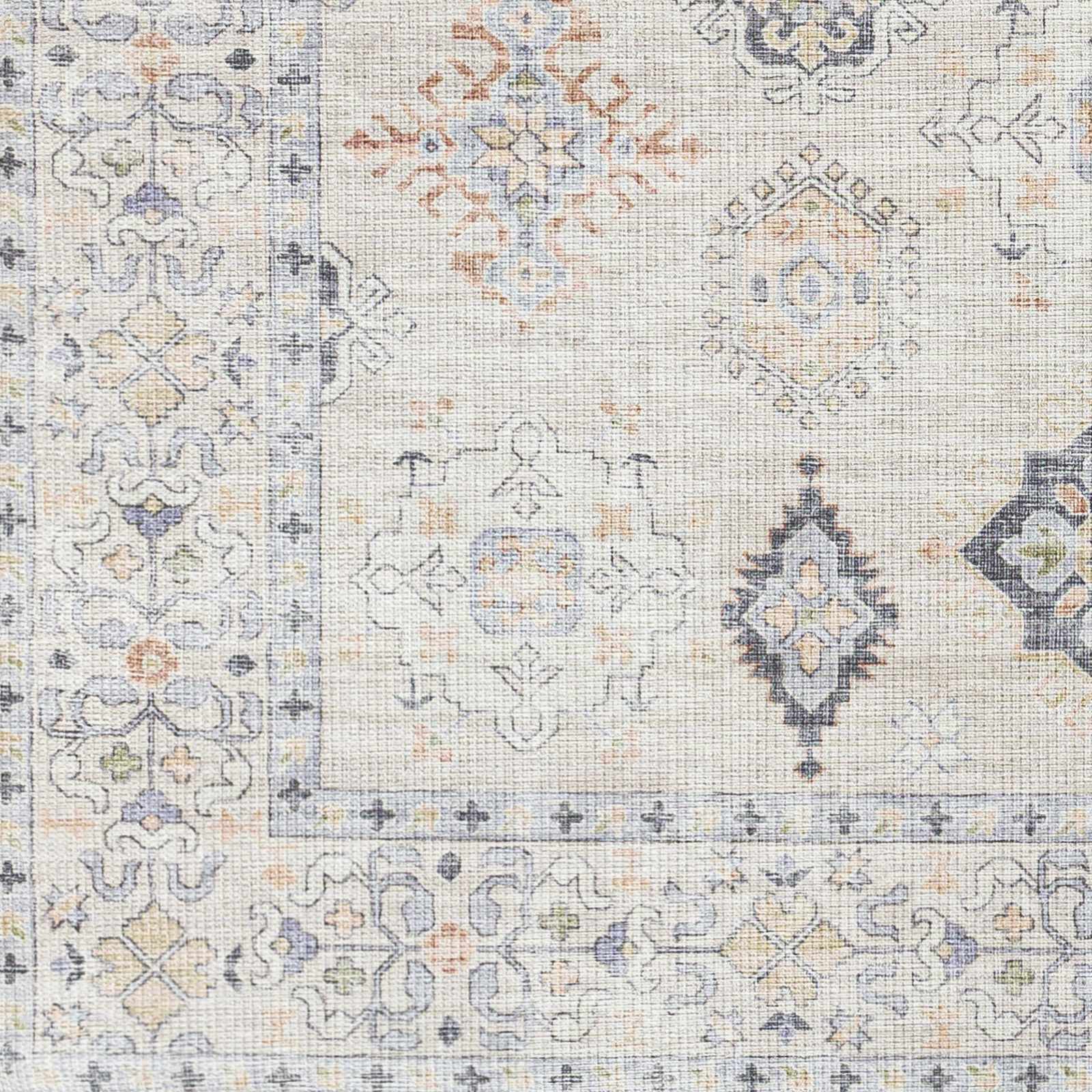 Beckett Beige Vintage Washable Area Rug | Aztec-Inspired Design