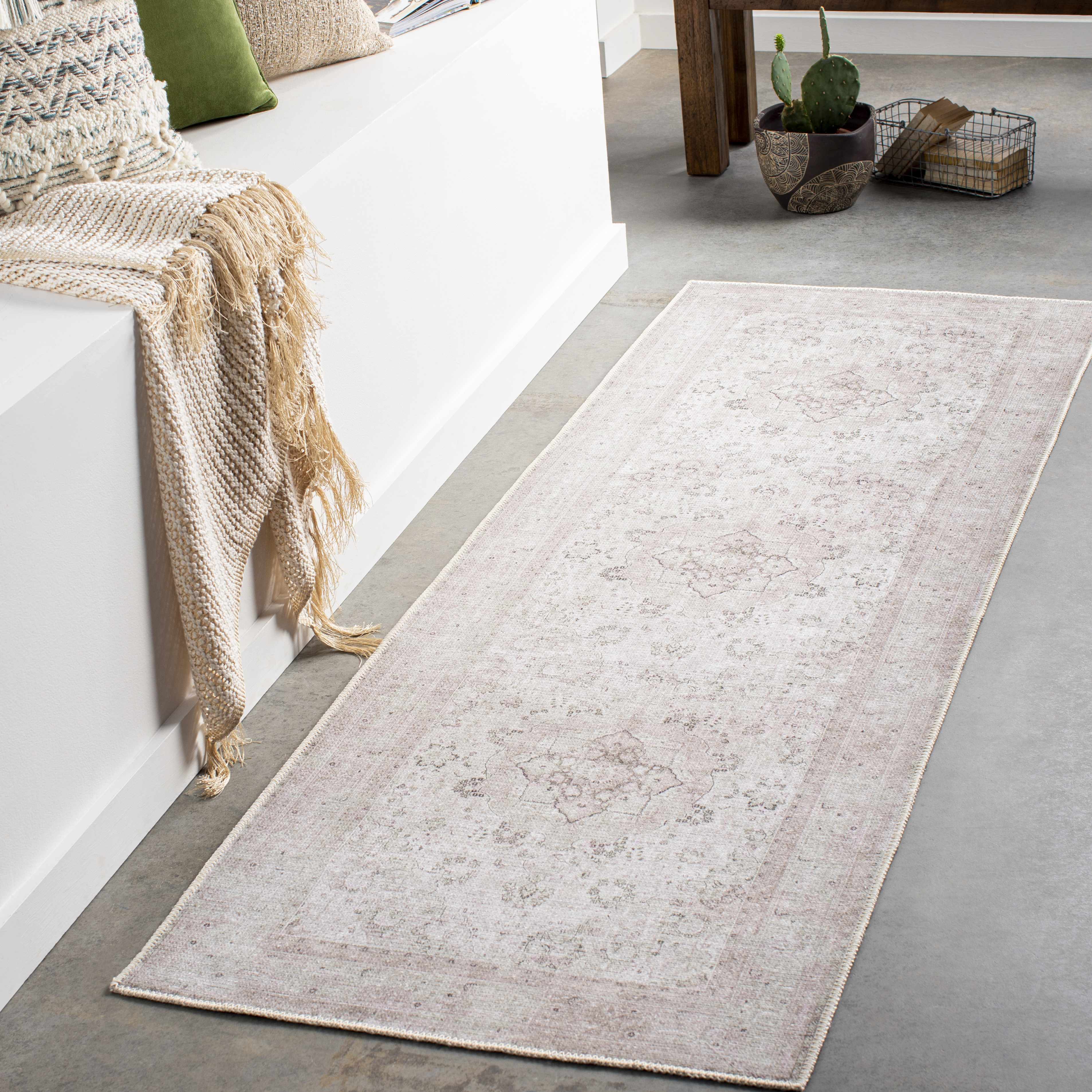 Bethany Washable Area Rug | Persian-Inspired Distressed Design – Hauteloom
