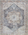 Rosman Beige Distressed Medallion Washable Area Rug | Timeless Design – Hauteloom