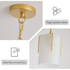 Gold Modern Pendant Light with Frosted Glass Shade