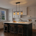 Elysian 3-Light Island Ceiling Lamp | Farmhouse Rattan Pendant Island Ceiling Lamp