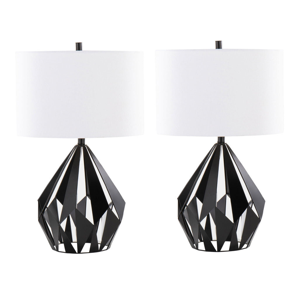 Geo Geometric Table Lamp Set | Matte Black Metal Table Lamp Set of 2