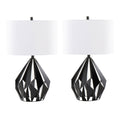Geo Geometric Table Lamp Set | Matte Black Metal Table Lamp Set of 2