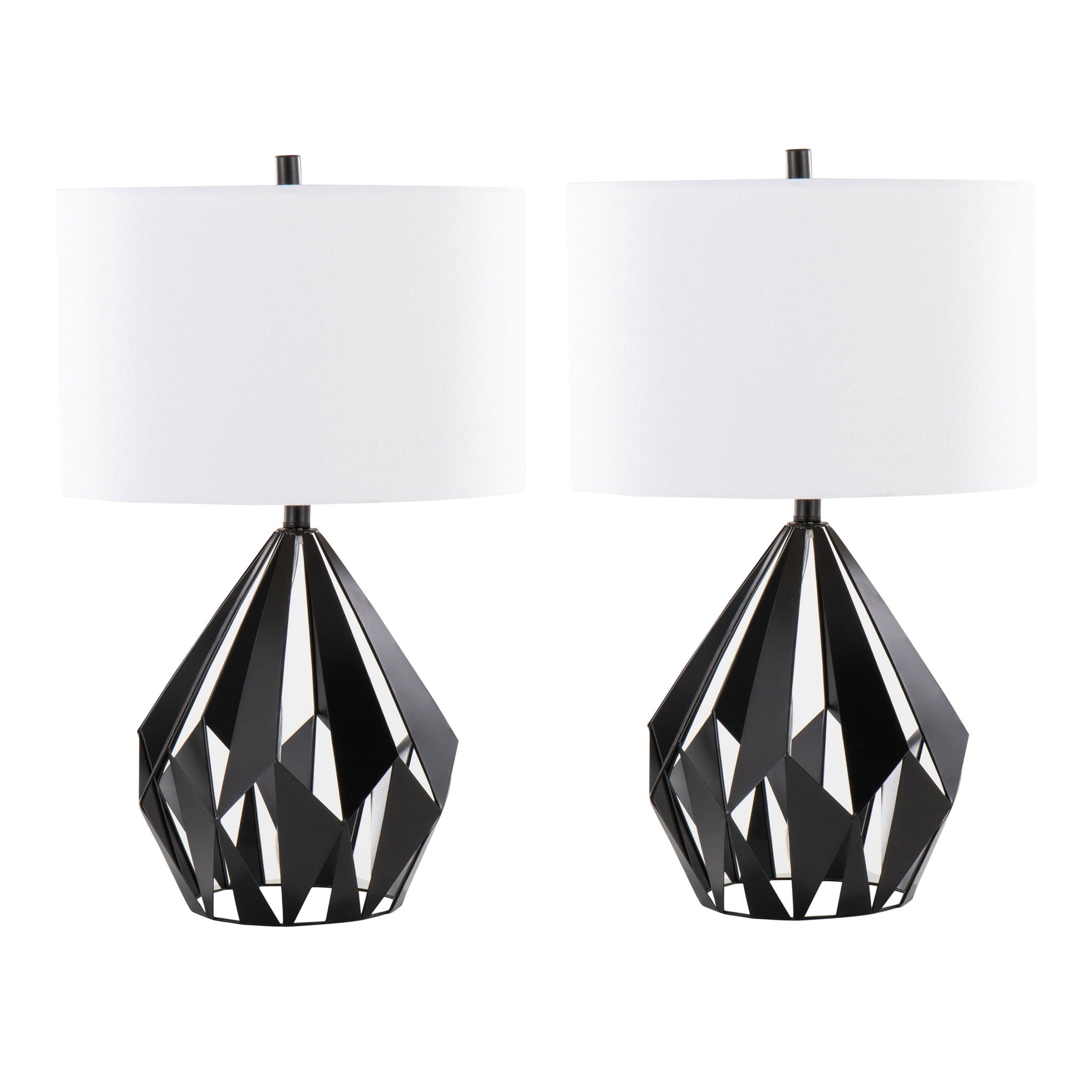 Geo Geometric Table Lamp Set | Matte Black Metal Table Lamp Set of 2