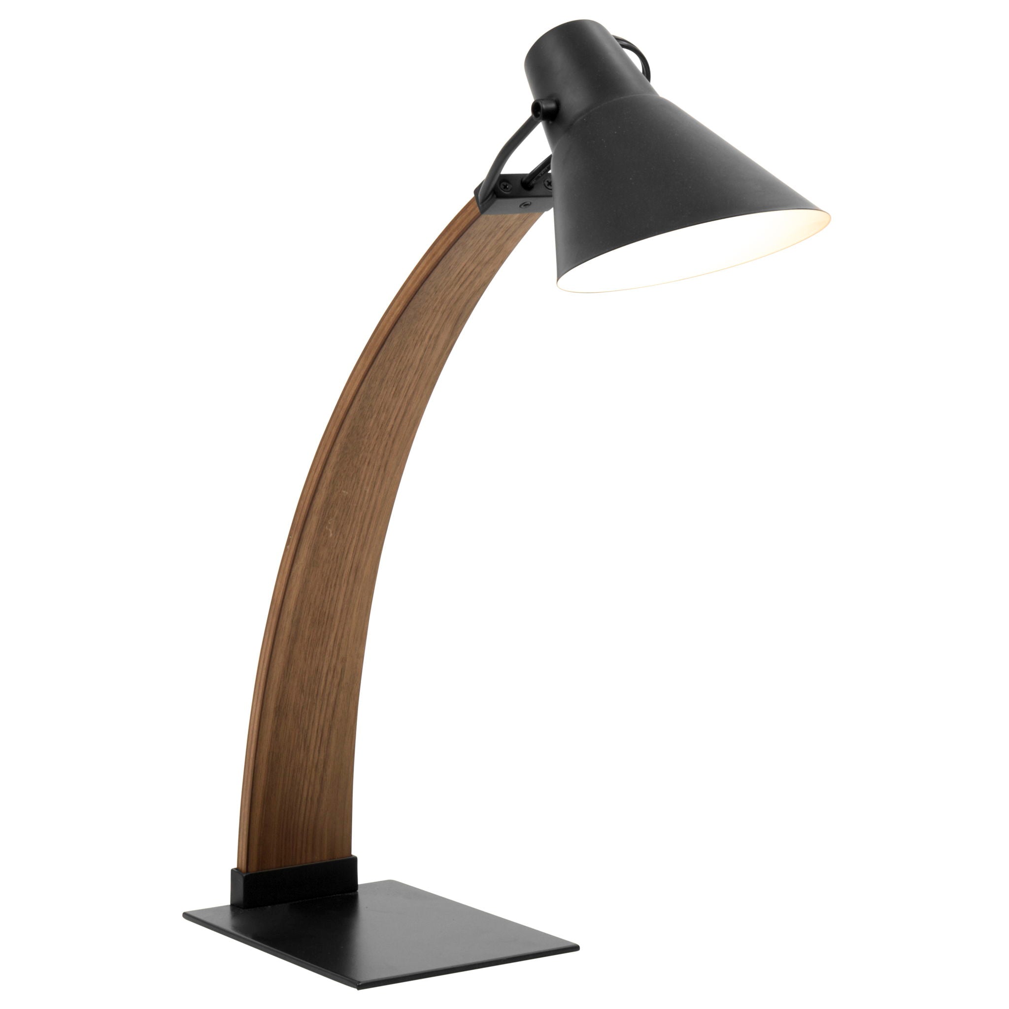 Noah Arched Wood Table Lamp | Retro Modern Wood Neck Table Lamp
