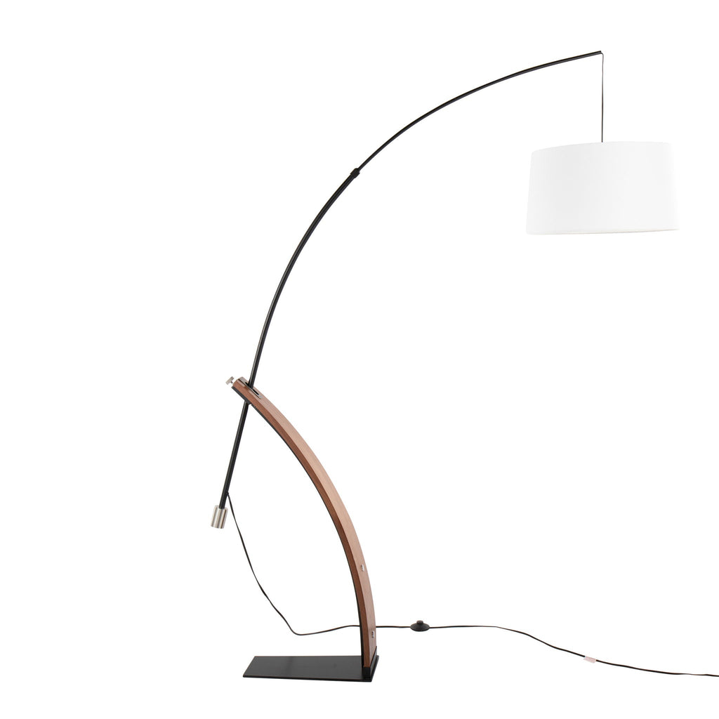 Robyn Mid-Century Floor Lamp | Arched Metal & Wood Accent Floor Lamp