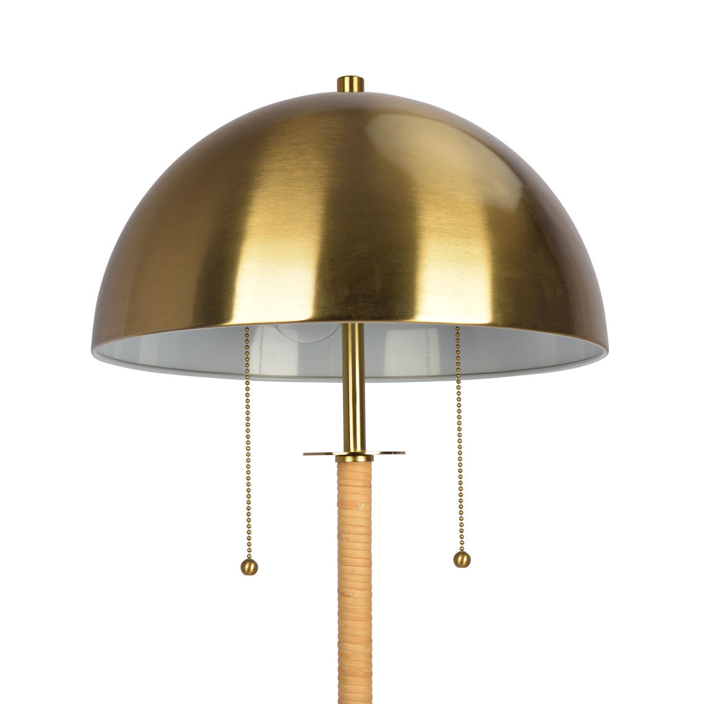 Allure 2-Light Floor Lamp | Gold Brass & Rattan Dual Light Floor Lamp