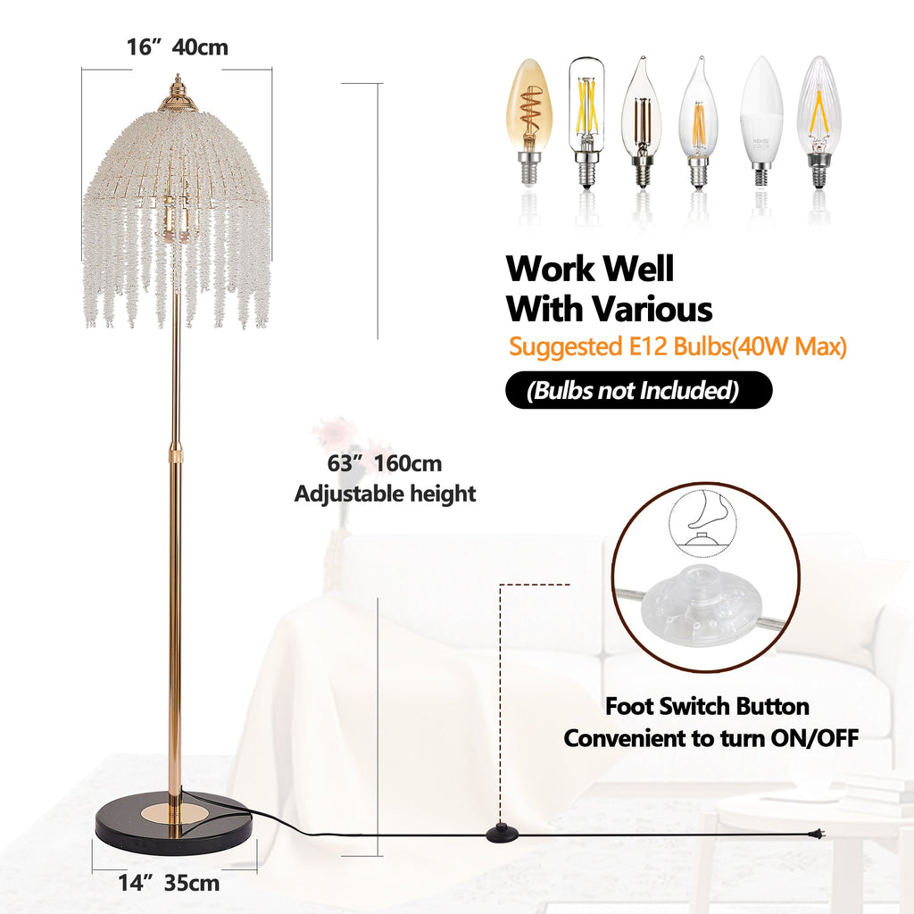 3-Light Elegant Crystal Floor Lamp