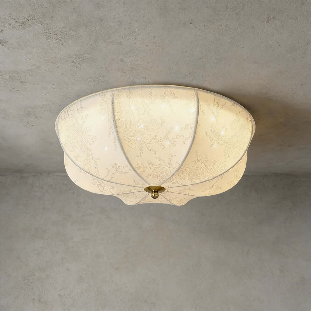 Balixo Fabric Ceiling Lamp | Mid-Century Wood & Fabric Flush Mount