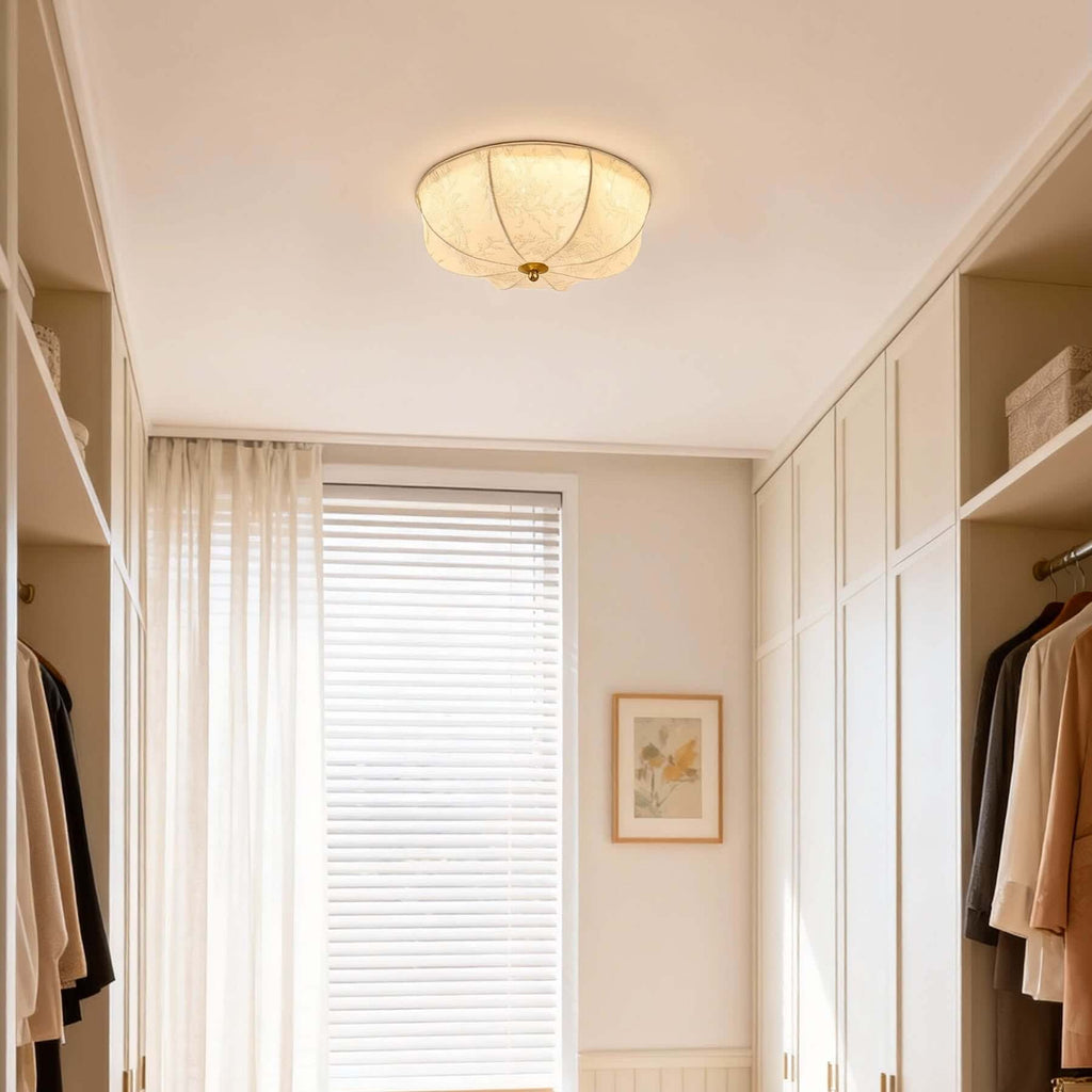 Balixo Fabric Ceiling Lamp | Mid-Century Wood & Fabric Flush Mount