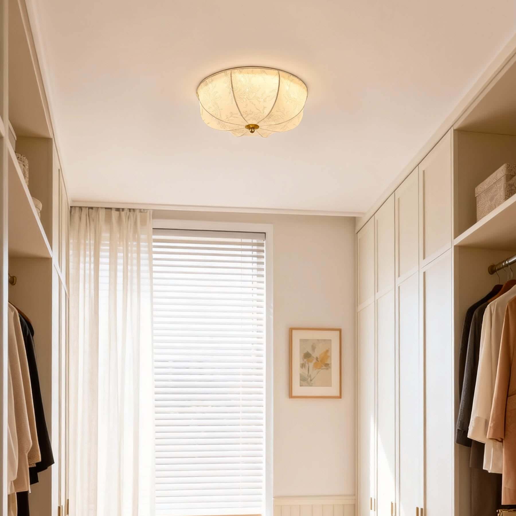 Balixo Fabric Ceiling Lamp | Mid-Century Wood & Fabric Flush Mount