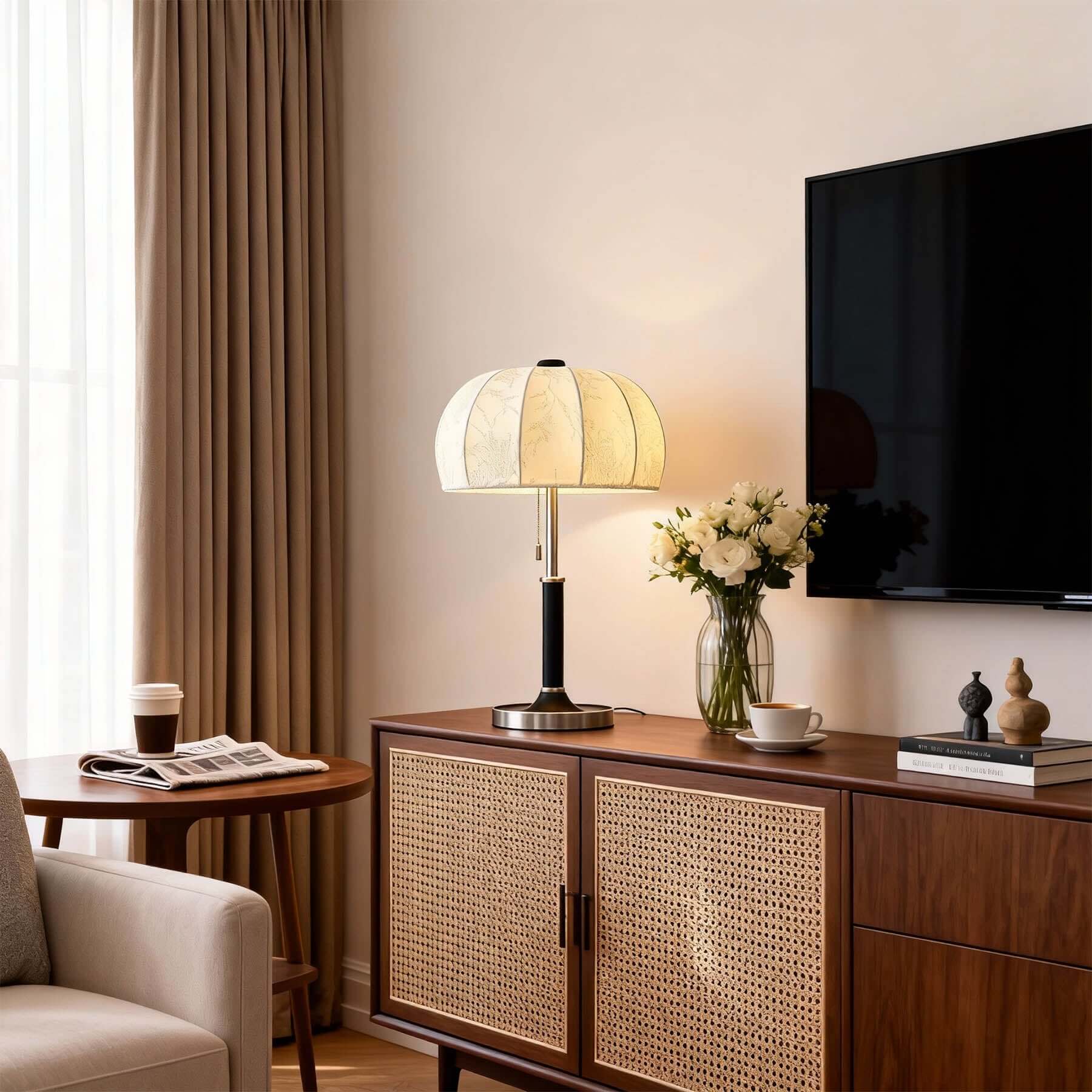 Balixo Contemporary Table Lamp | Wood & Metal Two-Tone Design