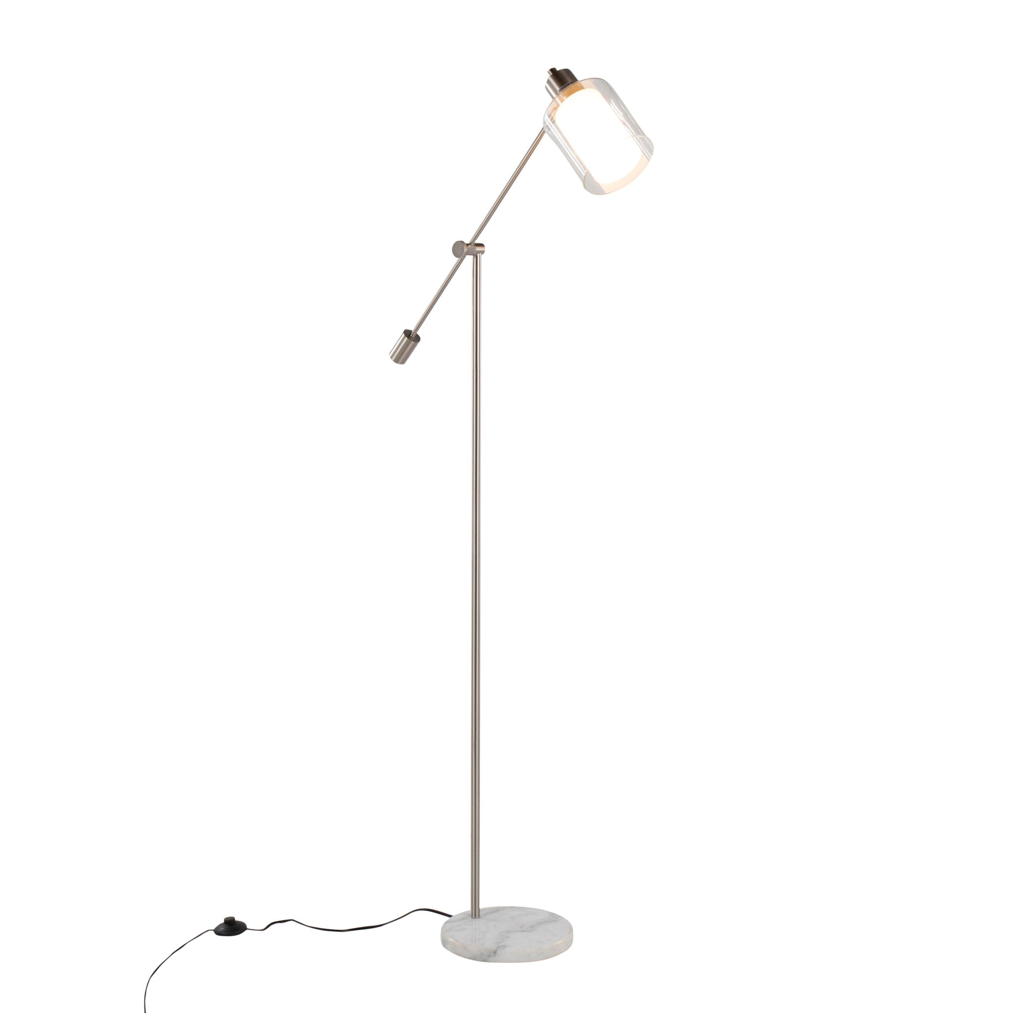 Marcel Floor Lamp | Marble Base & Glass Shade Contemporary Floor Lamp
