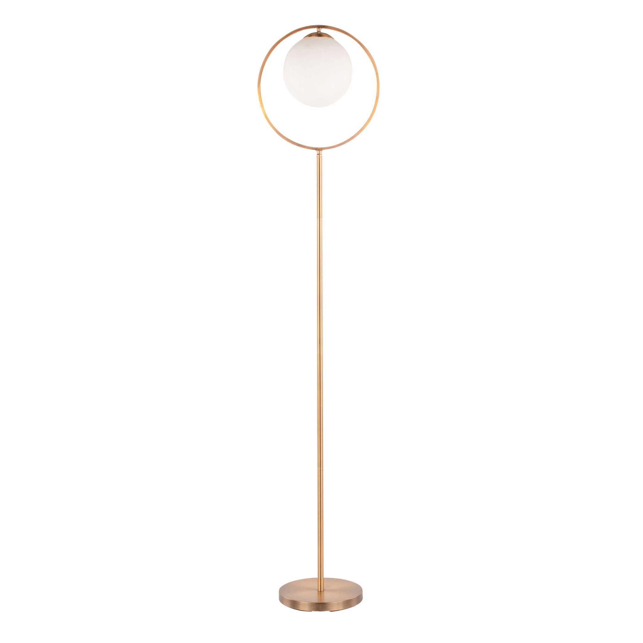Moon Floor Lamp | Sleek Metal Contemporary Floor Lamp with Frosted Shade