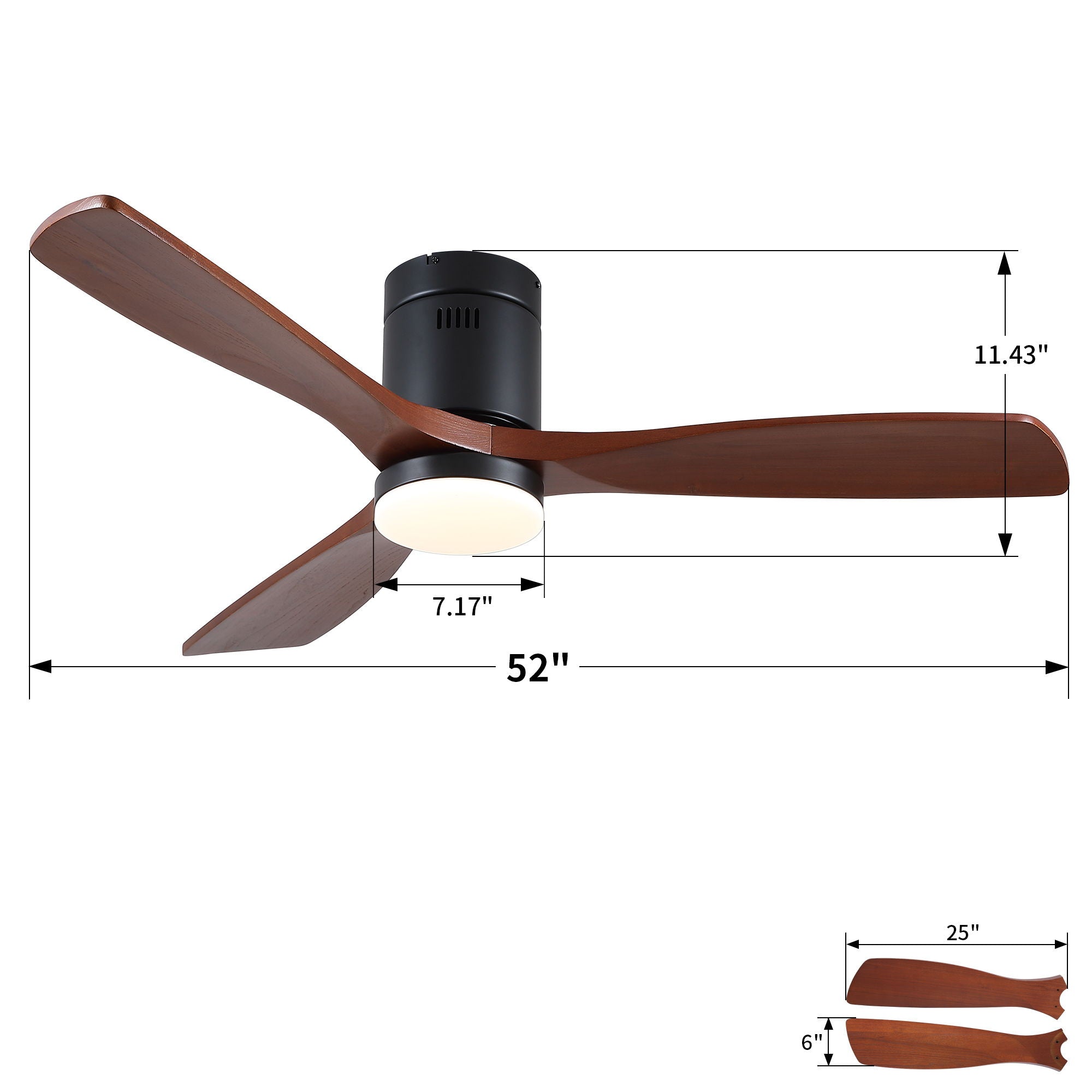 Low Profile LED Ceiling Fan | Flush Mount Ceiling Fan with Integrated Light