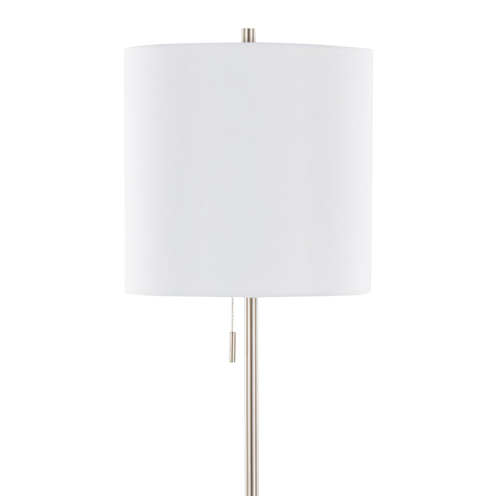 64" Contemporary Metal Floor Lamp in Brushed Nickel