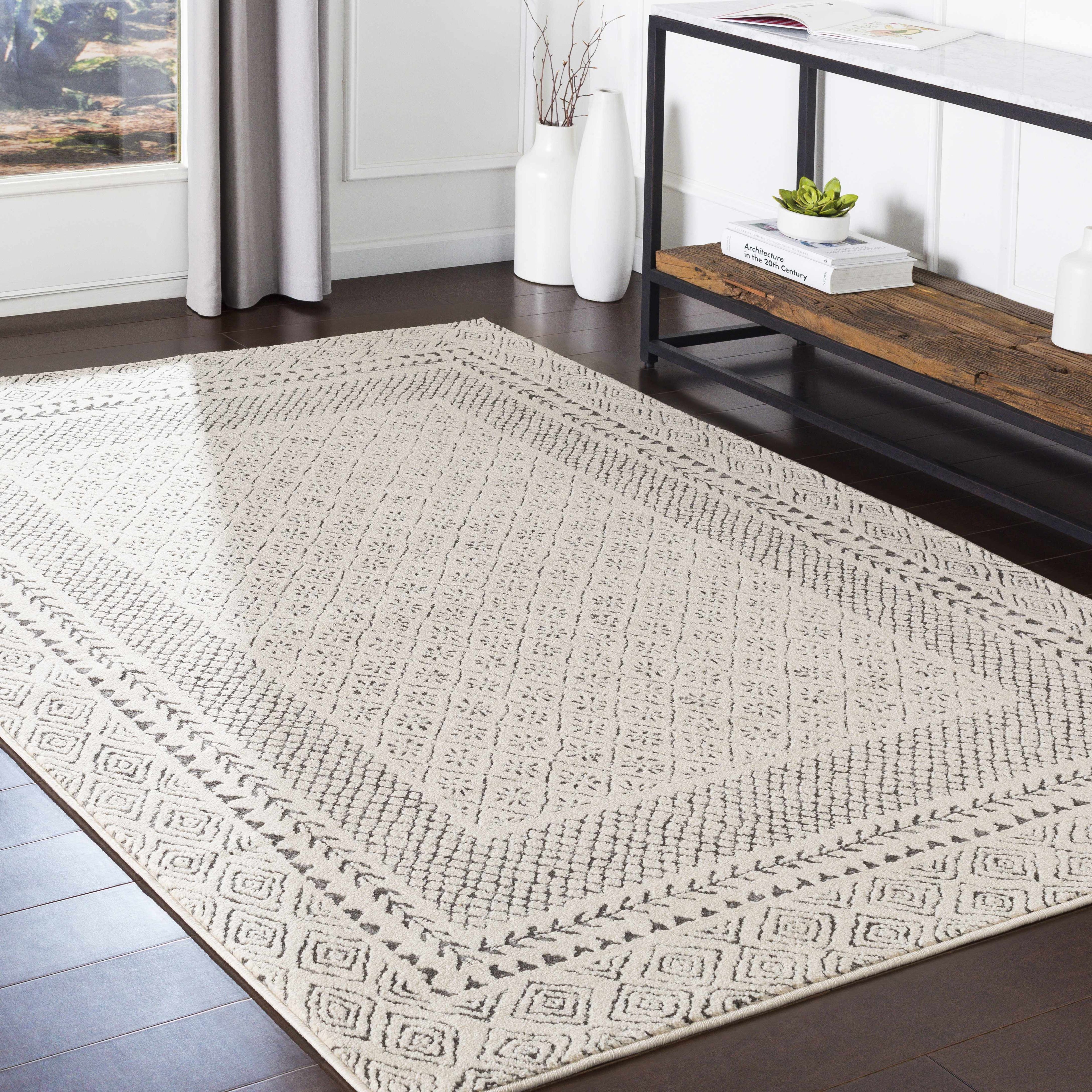 Burdette Soft Neutral Farmhouse Area Rug | Plush Comfort Underfoot – Hauteloom