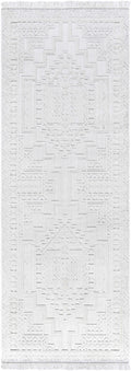 Alya Ivory Fringe Area Rug | Textured Medallion Design – Hauteloom