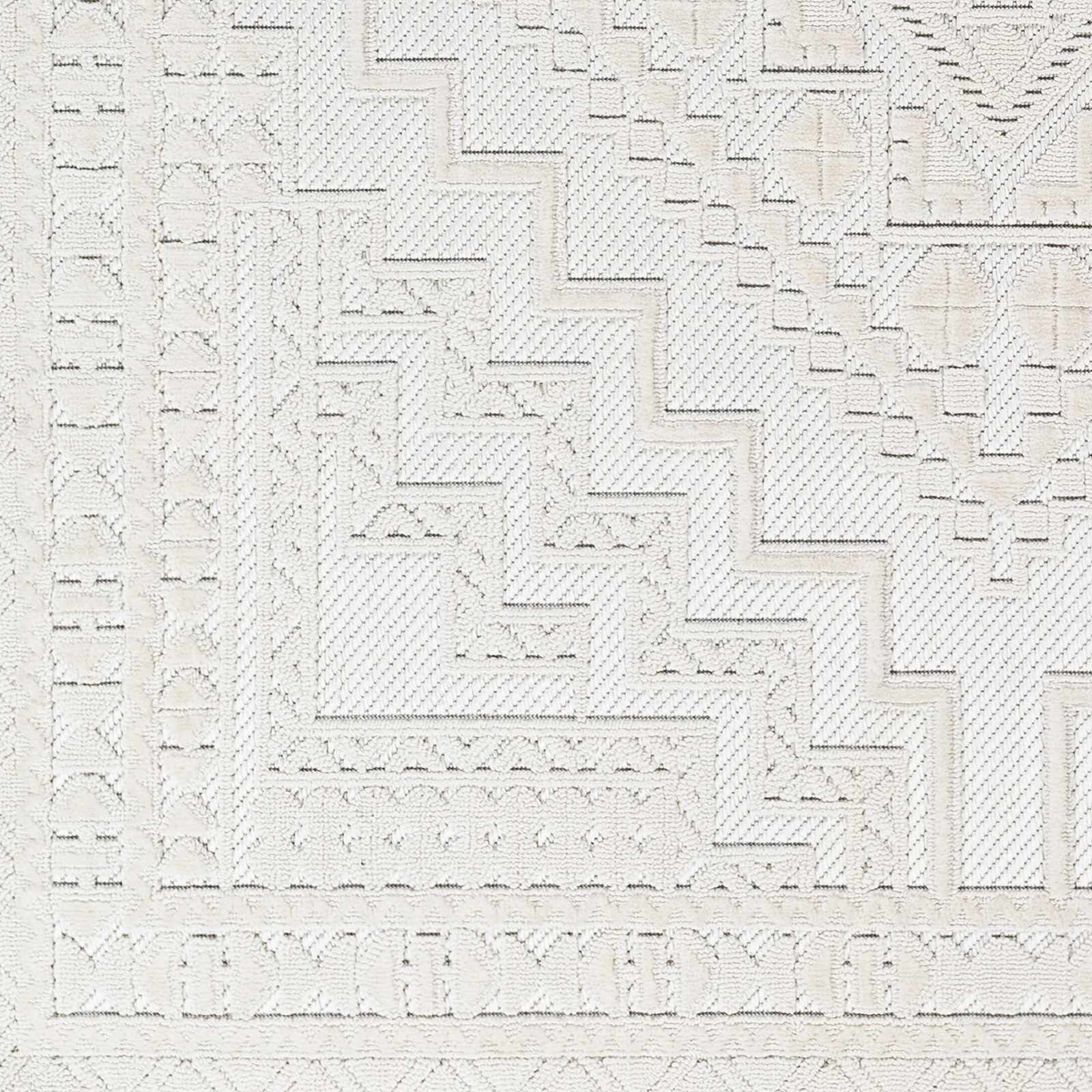 Alya Ivory Fringe Area Rug | Textured Medallion Design – Hauteloom
