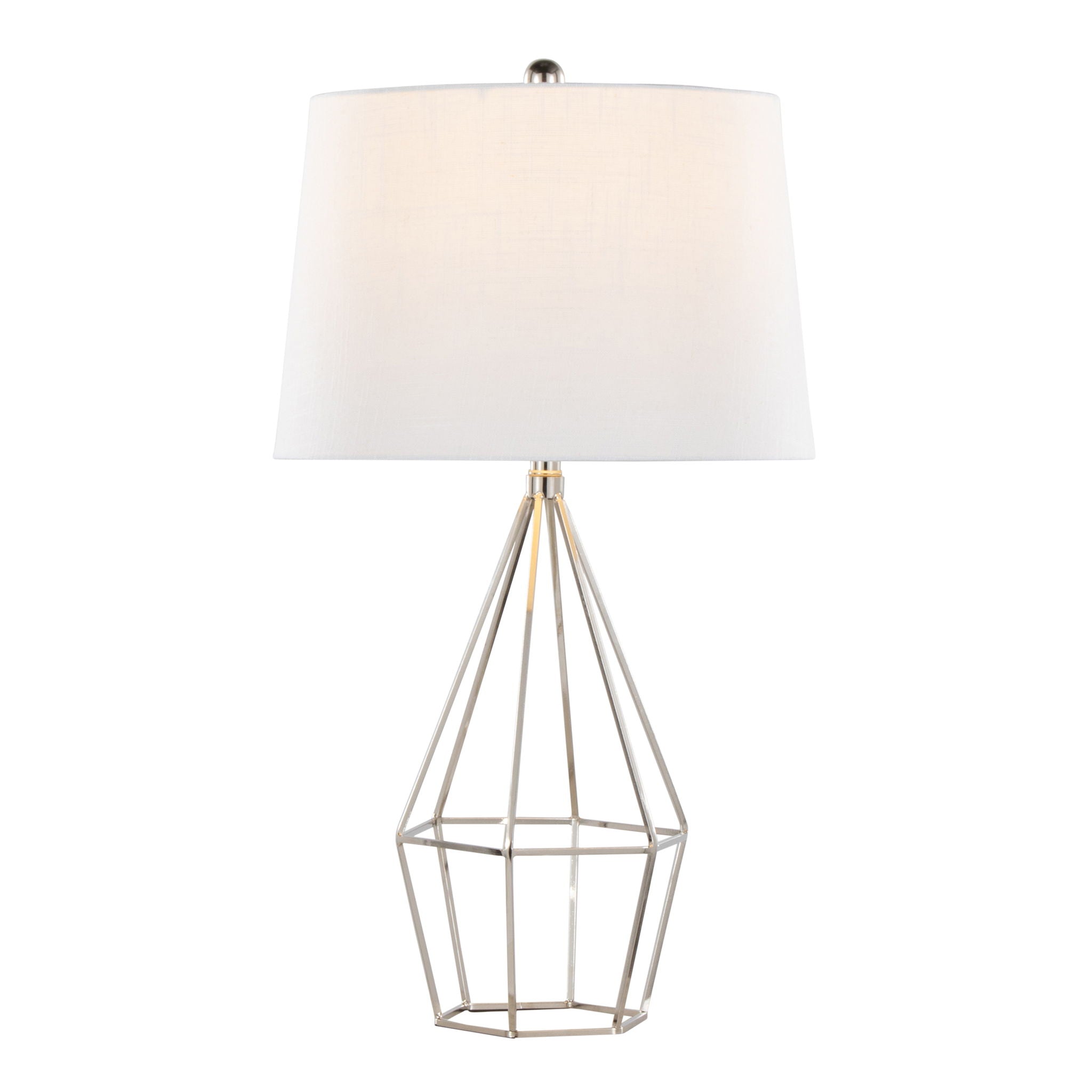 Diana Table Lamp Set | Polished Nickel & Black Satin Contemporary Lamp Set of 2